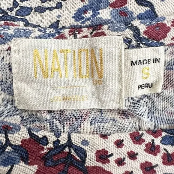 Nation LTD Martine Knit Midi Dress Size Small Floral Print Tiered Smocked Waist - Picture 10 of 16